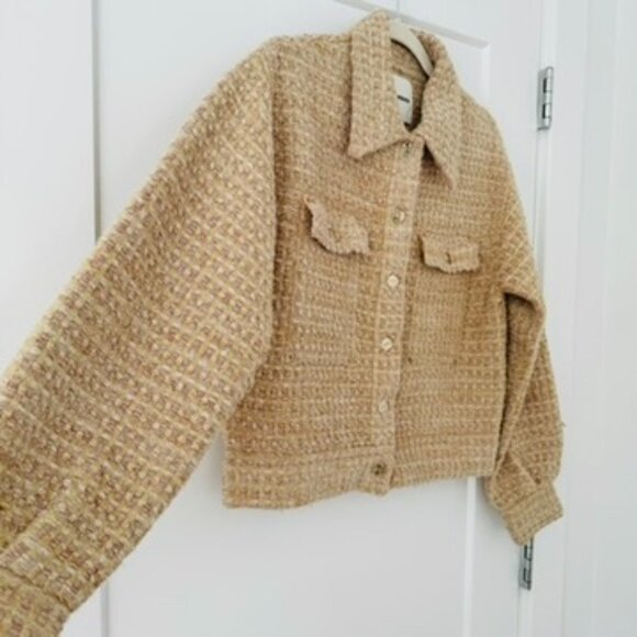 NWOT Sandro Paris Cream Tweed Jacket, Gold Hardware, XS - Picture 3 of 8